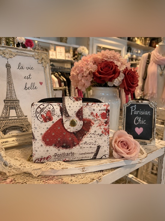 Handbags - Boutique Paris Fashion Print Rhinestone Star Compact Wallet NWOT